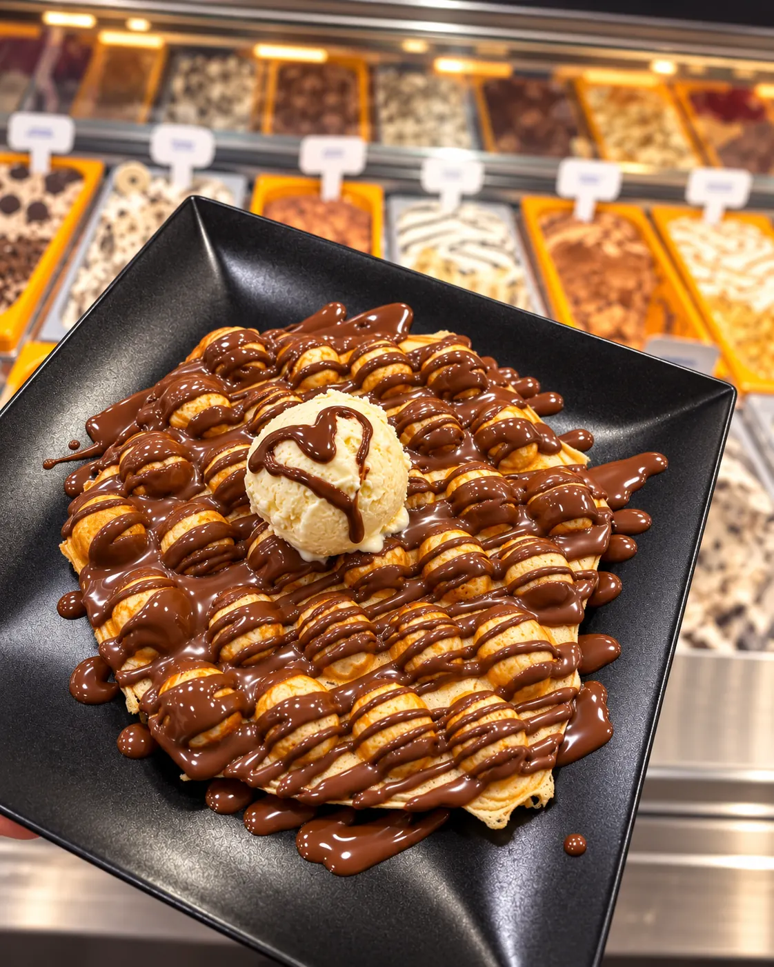 Bubble waffle con helado